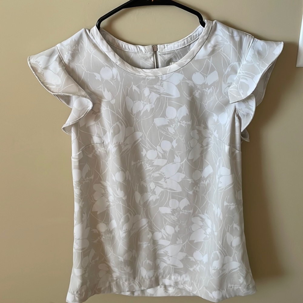 J. Crew White/Beige Floral Blouse Size 00